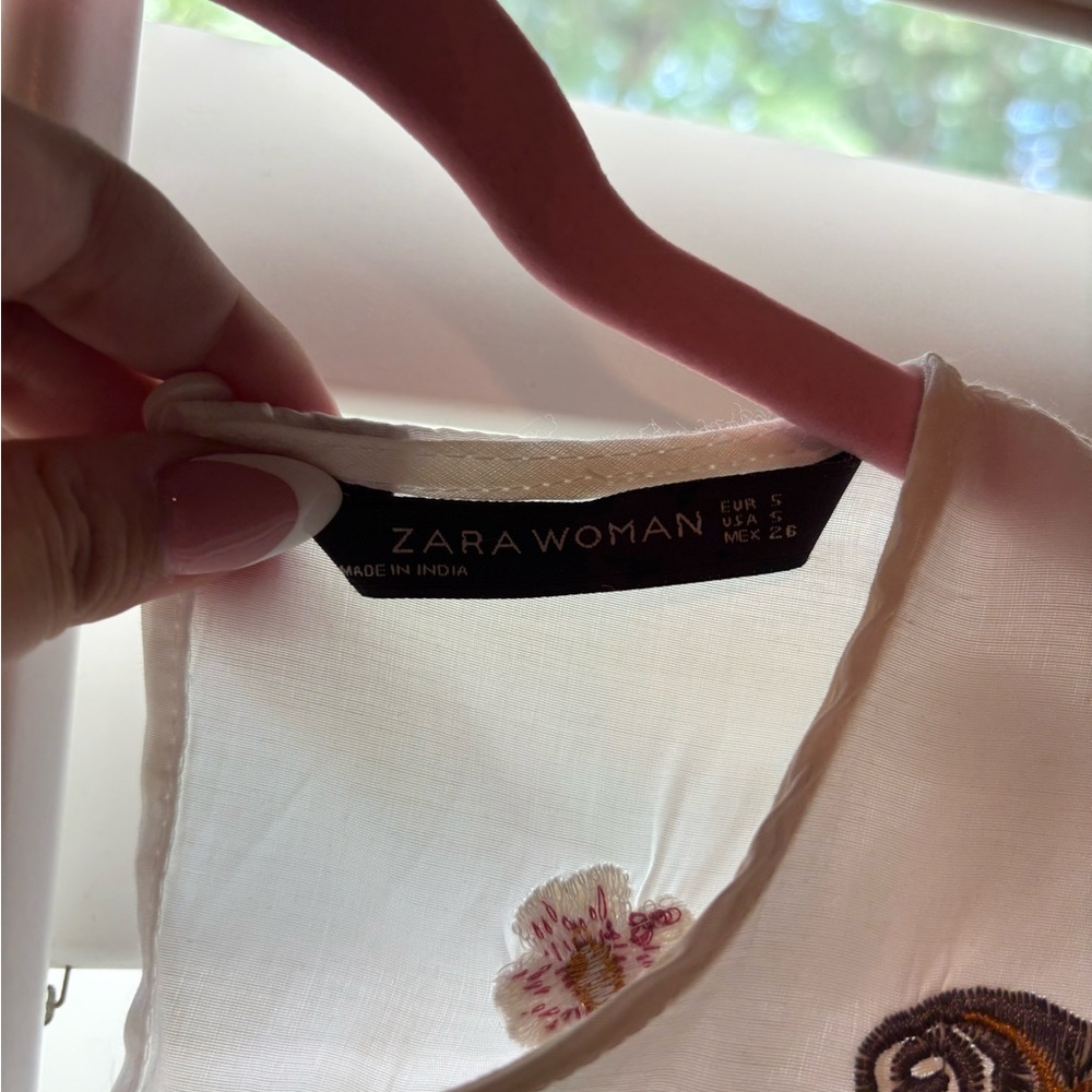 Zara White Dress With Flower Embroidery - image 4